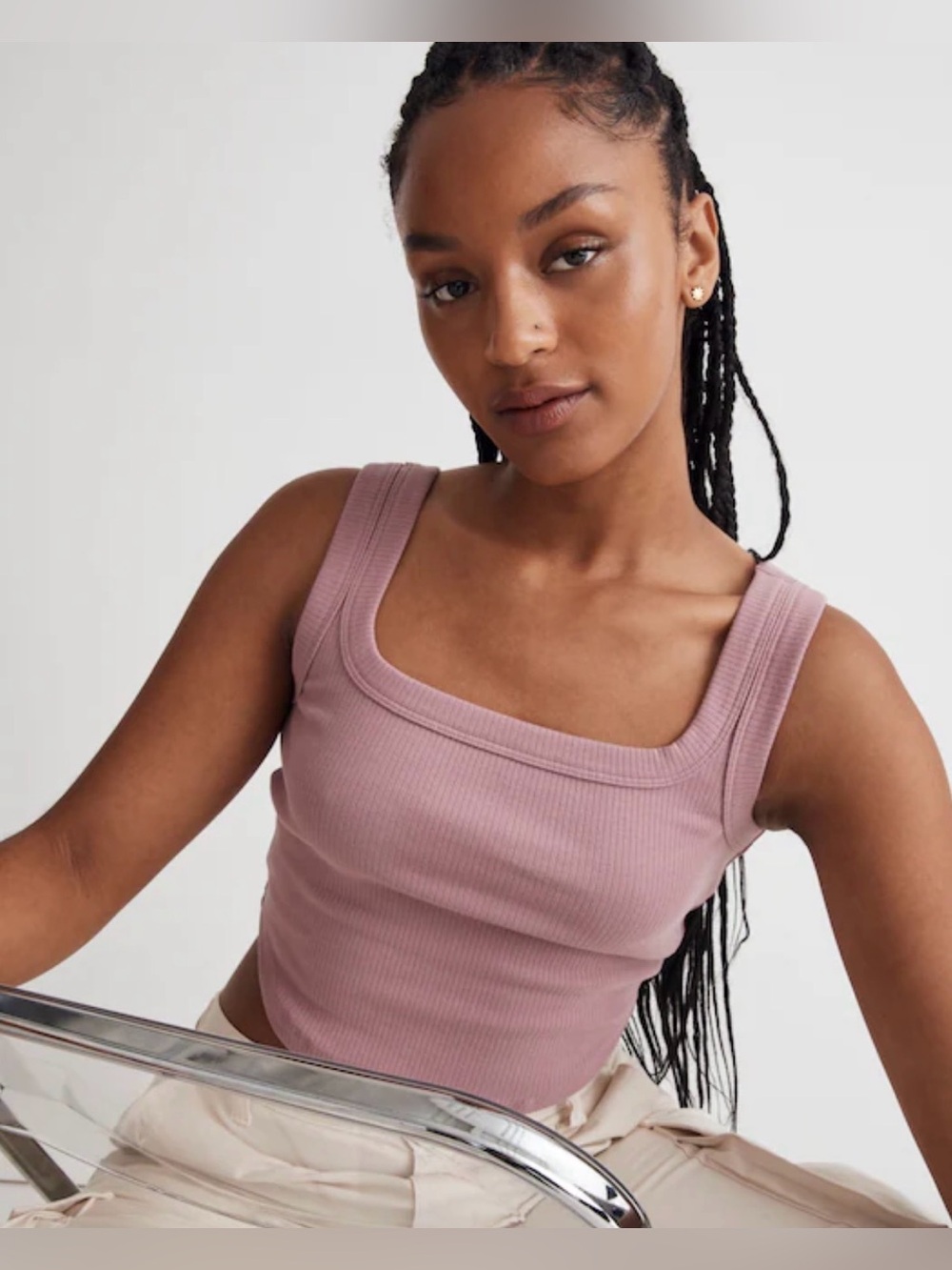 Madewell‎ The Tailored Crop Tank in Sleekhold, Size XS